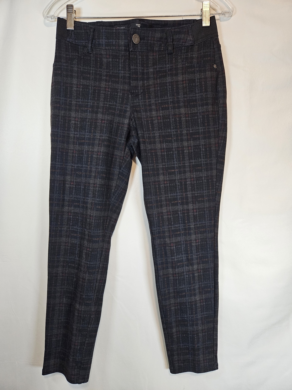 Simply Vera Vera Wang Women's Skinny Plaid Pants in Charcoal